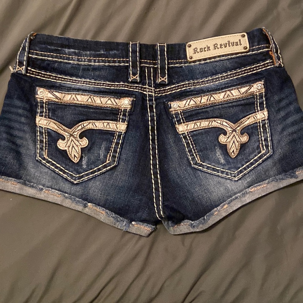 Rock Revival Nancy factory distressed dark wash shorts size 30